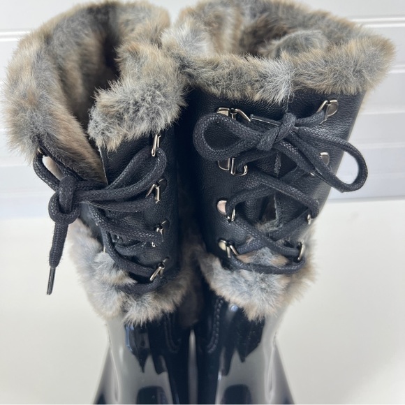 Stuart Weitzman Rebooting Faux-Fur-Trimmed Rain Boots Sz 7.5/38 - Picture 4 of 14
